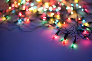 A colourful string of Christmas lights.
